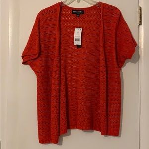 Red Context Short Sleeve Knit Sweater